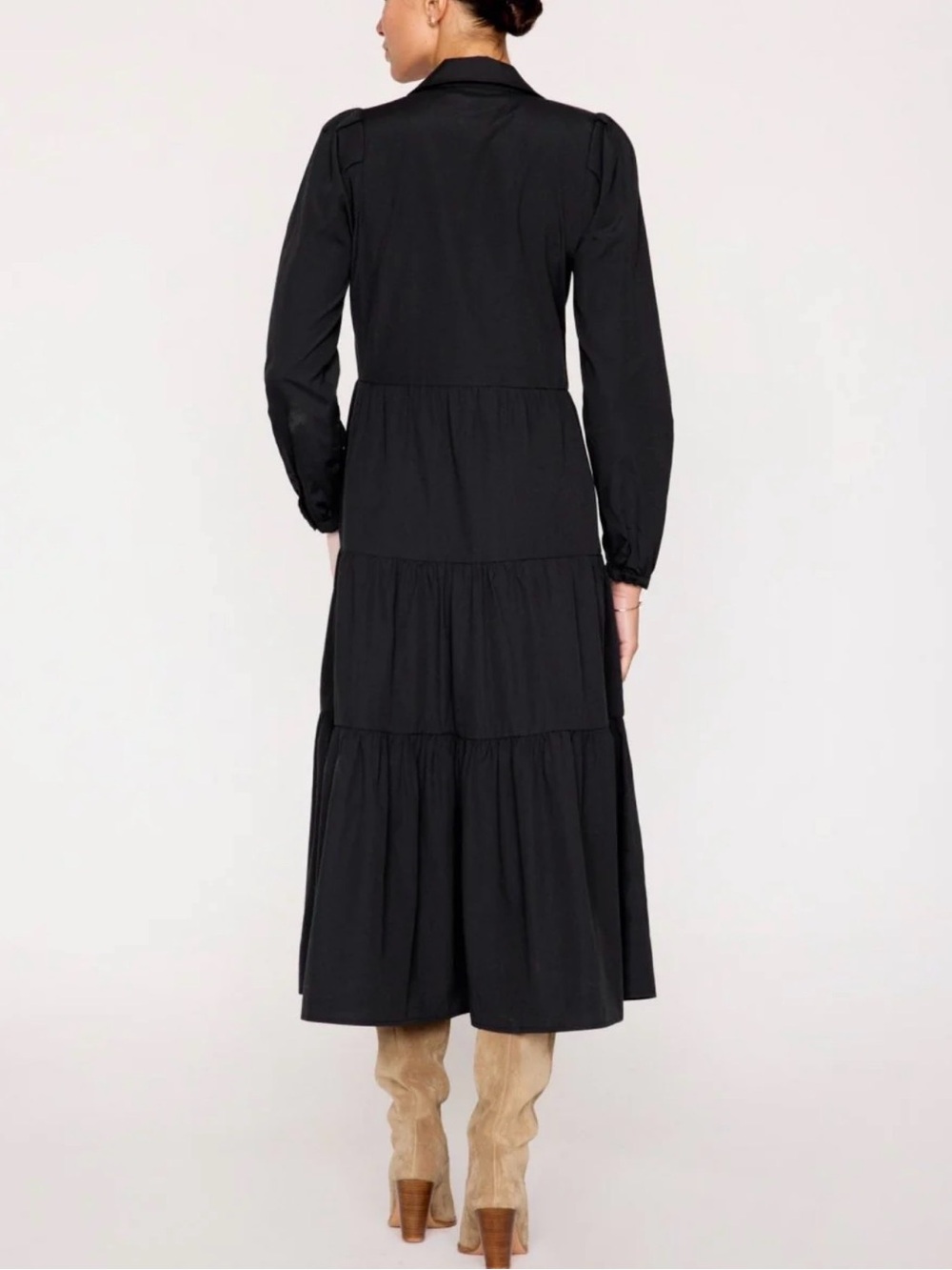 Brochu Walker The Black Long Sleeve Havana Tiered Dress – Size XS - Picture 11 of 12